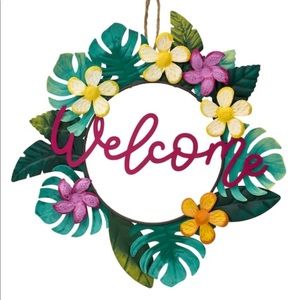 Ashland NWT “Welcome” Mini (12”) Floral Metal Wreath
